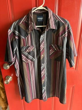 Vintage Wrangler Western Shirts Men’s XLT Short-Sleeve Striped Pearl Button